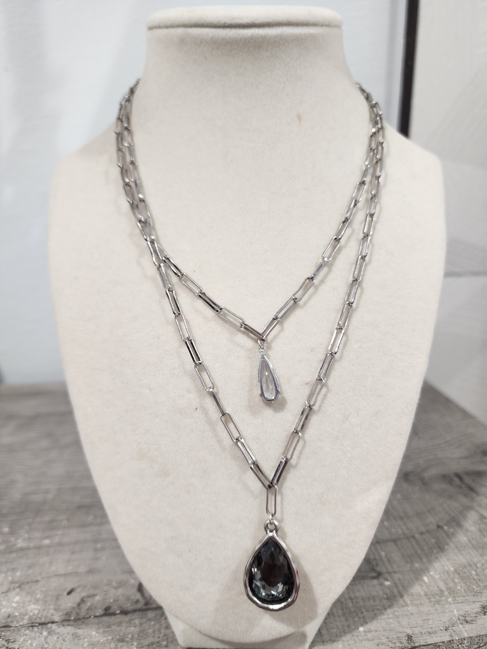 Silver Layered Teardrop Necklace - Alexa Rae